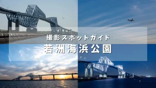 【若洲海浜公園】夜の飛行機をゲートブリッジと絡めて撮影